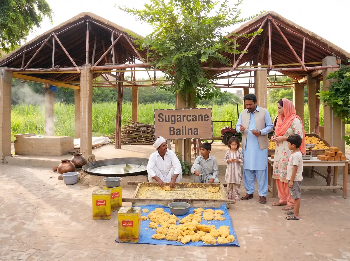 Traditional Gurh Baelna at work