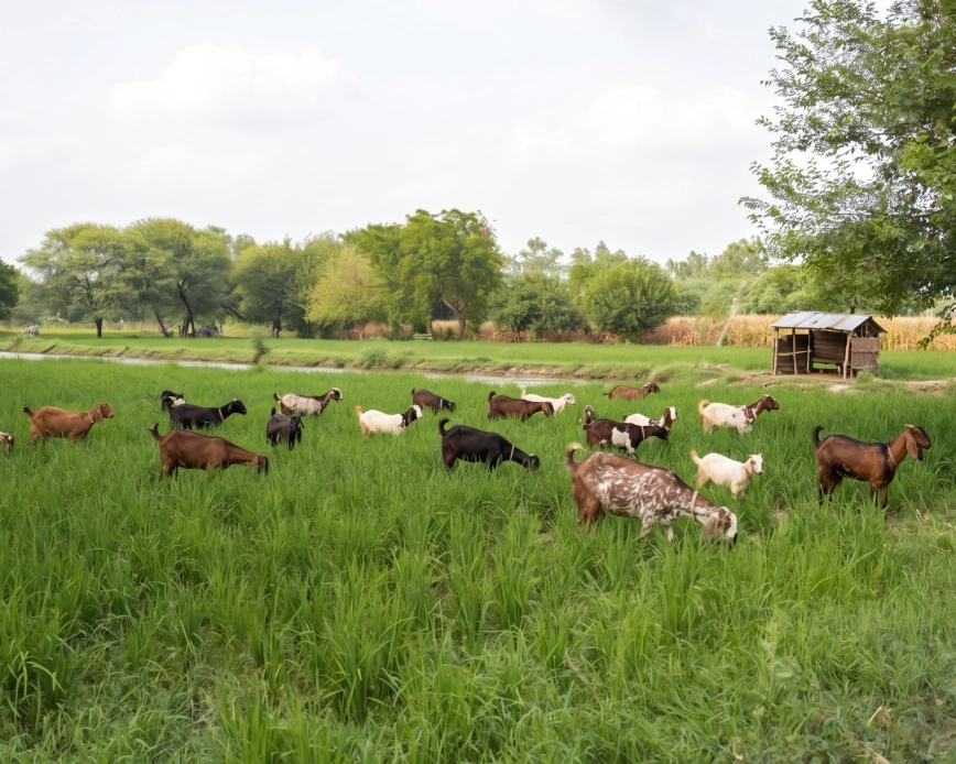 Goats in Pasture, Lahore Organic Village