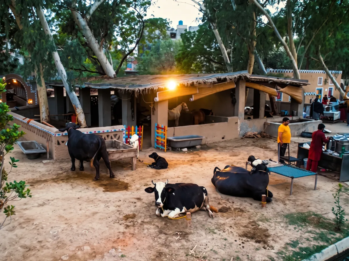 Cow Buffalo Farm Front View, Lahore Organic Village