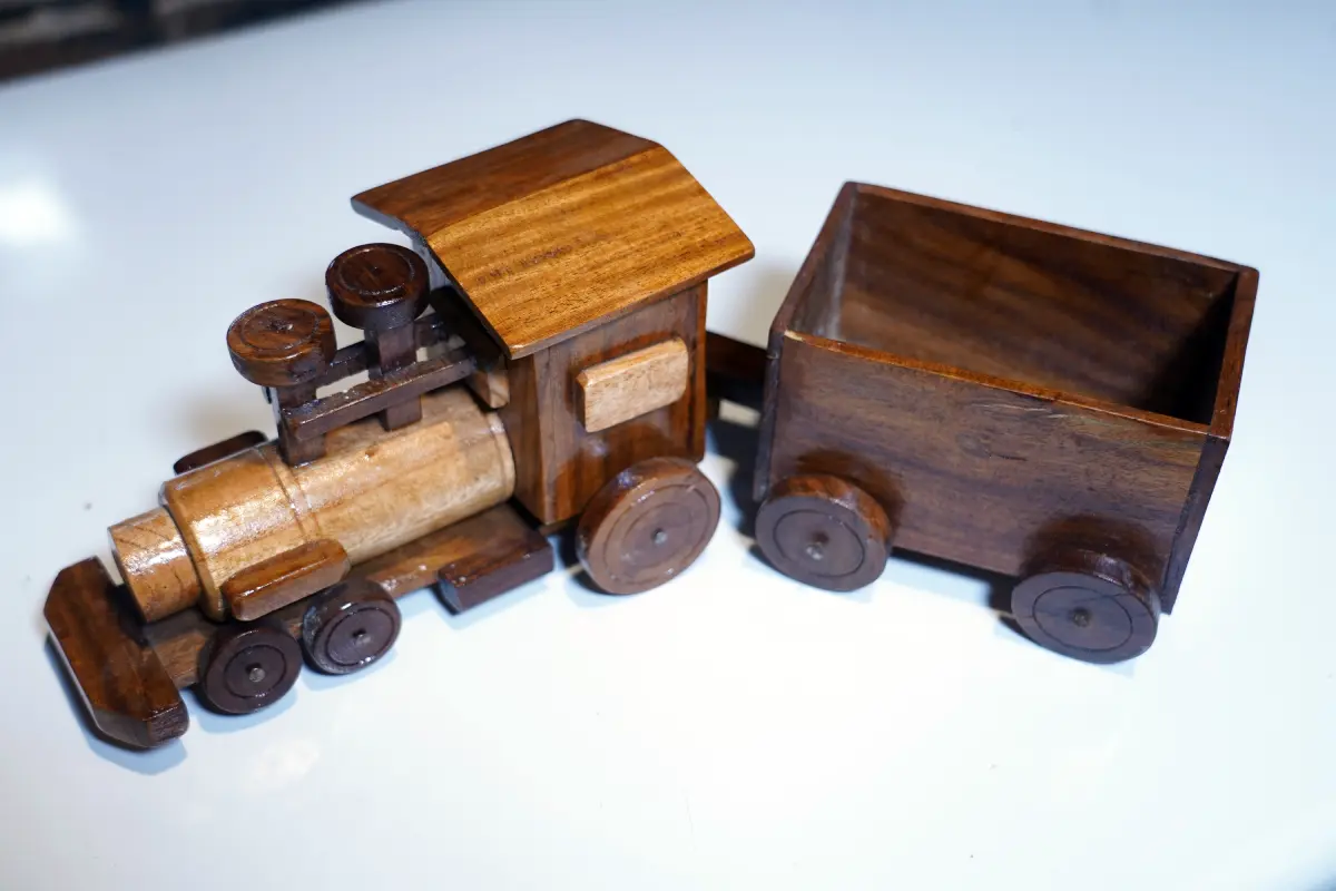 Vintage Wooden Steam Engine Toy
