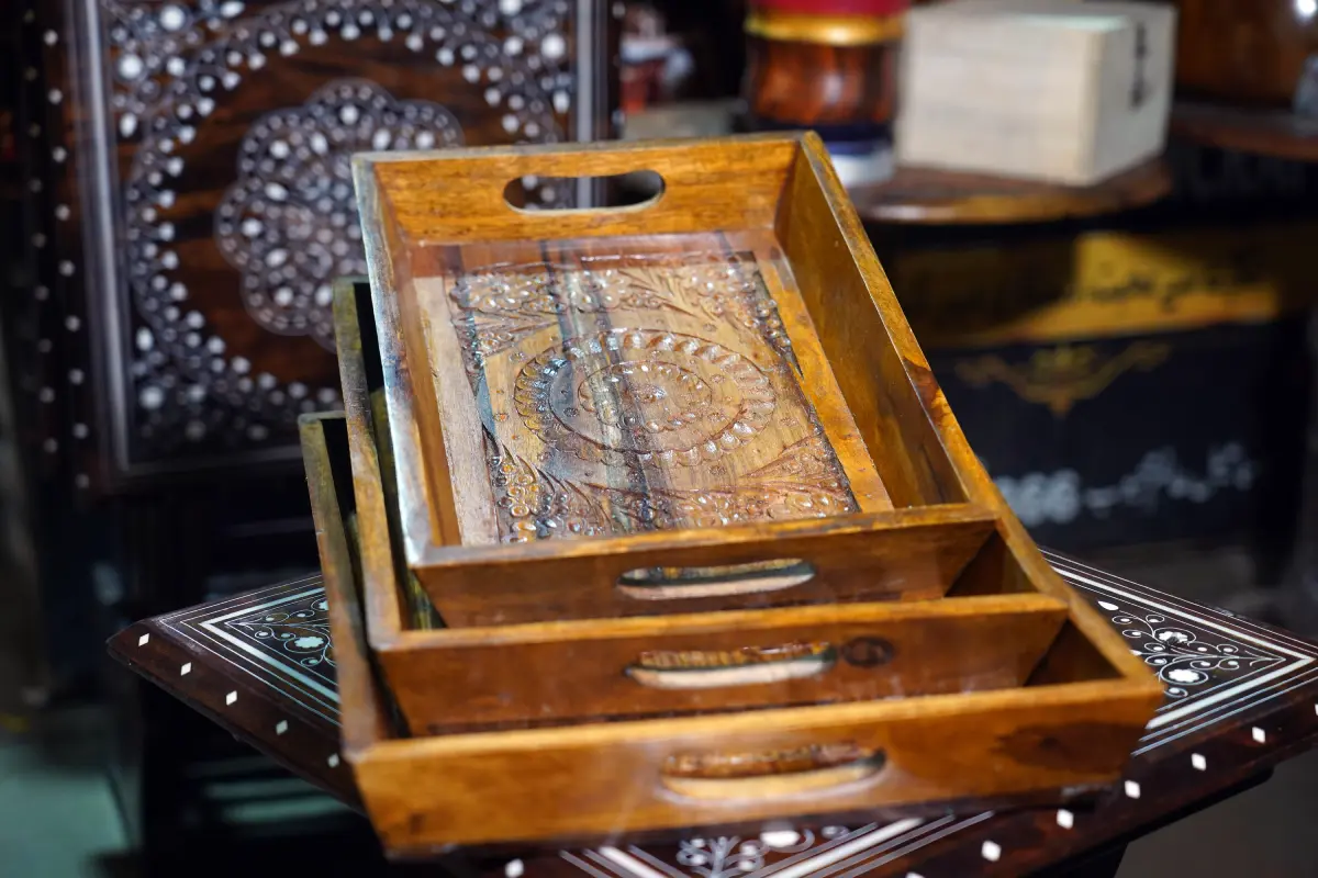 Wooden Serving Tray Set